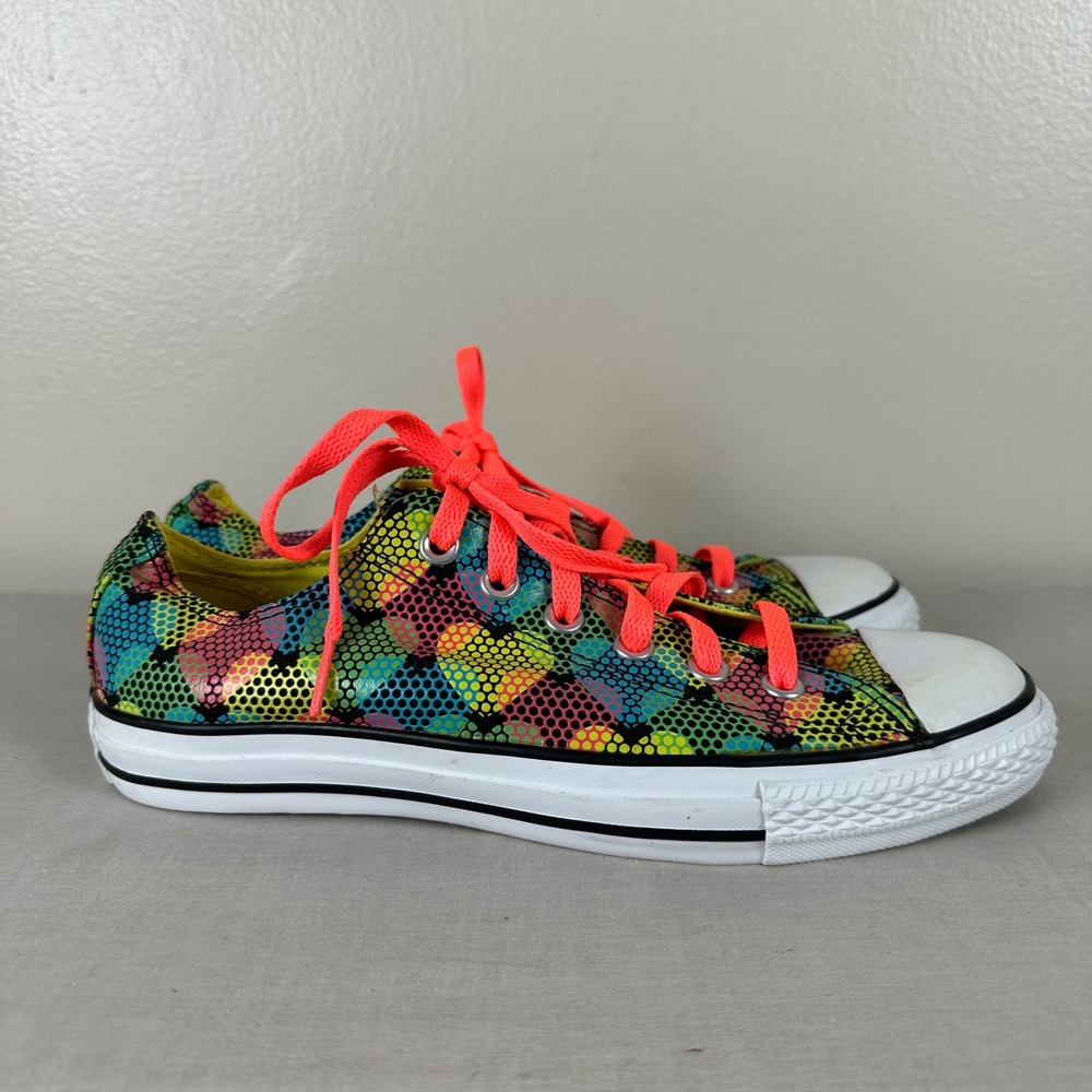 Converse Women's 9 Chuck Taylor All Star Low Top Multi-Color Heart Neon - Picture 5 of 8